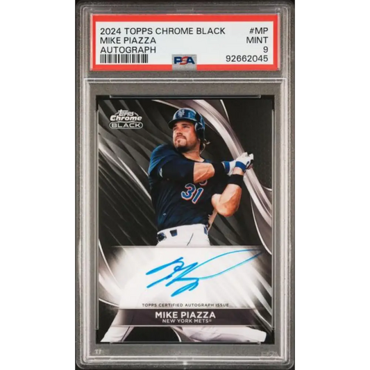 2024 Topps Chrome Black #CBA-MP Mike Piazza PSA 9 MINT Auto New York Mets Baseball Card