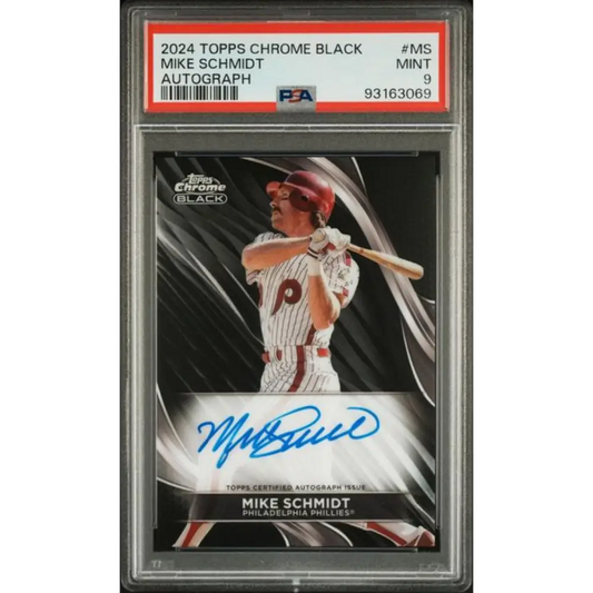 2024 Topps Chrome Black #CBA-MS Mike Schmidt PSA 9 MINT Auto Philadelphia Phillies Baseball Card