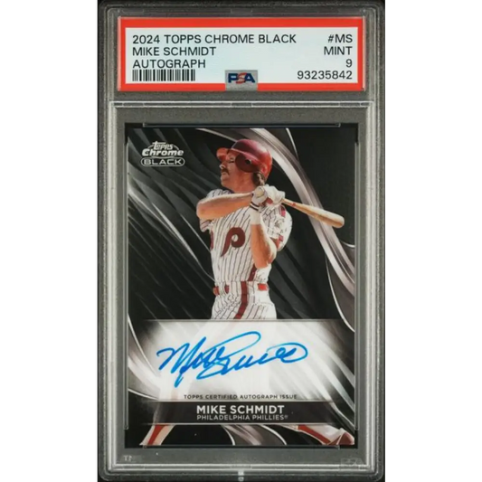 2024 Topps Chrome Black #CBA-MS Mike Schmidt PSA 9 MINT Auto Philadelphia Phillies Baseball Card
