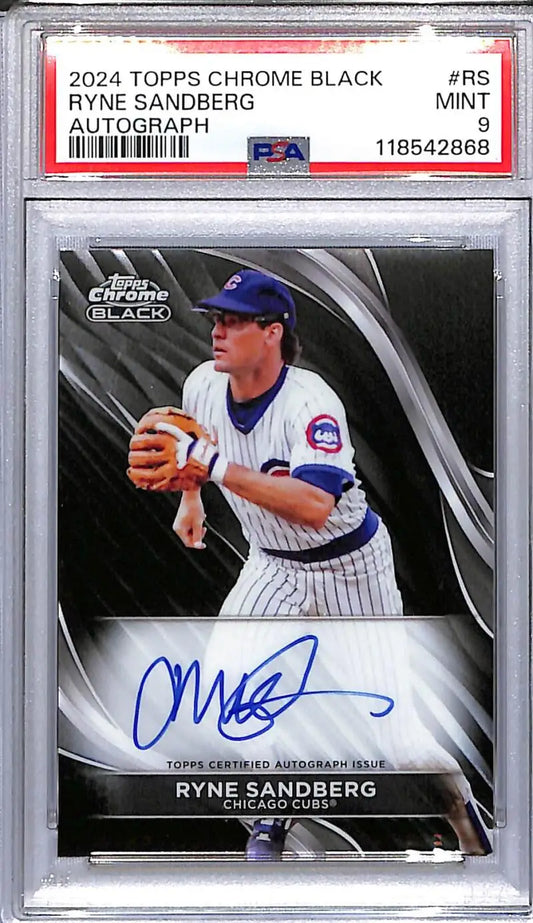 Ryne Sandberg Topps Chrome Black 2024 autographed baseball card PSA 9 MINT