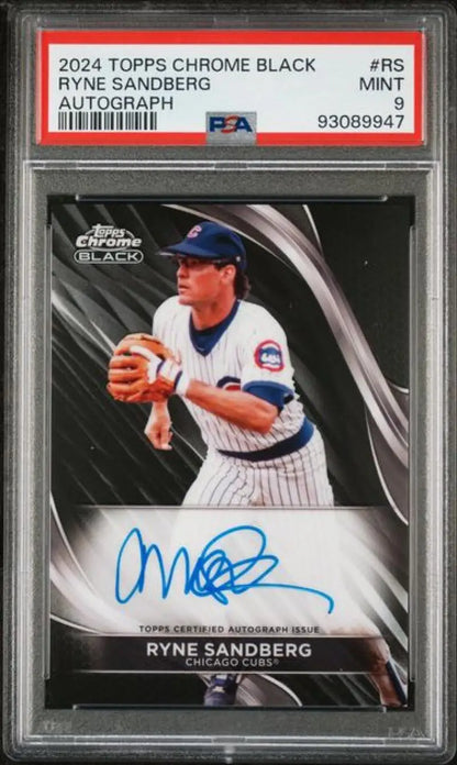 2024 Topps Chrome Black #CBA-RS Ryne Sandberg PSA 9 MINT Auto Chicago Cubs Baseball Card