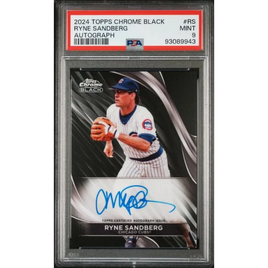 2024 Topps Chrome Black #CBA-RS Ryne Sandberg PSA 9 MINT Auto Chicago Cubs Baseball Card