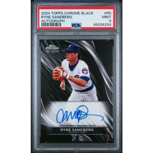 2024 Topps Chrome Black #CBA-RS Ryne Sandberg PSA 9 MINT Auto Chicago Cubs Baseball Card Image 1