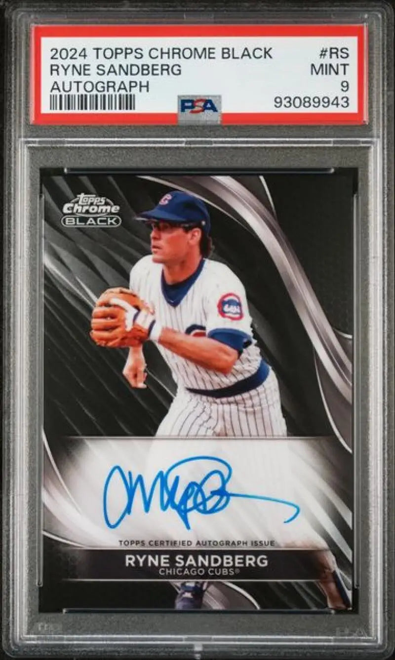 2024 Topps Chrome Black #CBA-RS Ryne Sandberg PSA 9 MINT Auto Chicago Cubs Baseball Card
