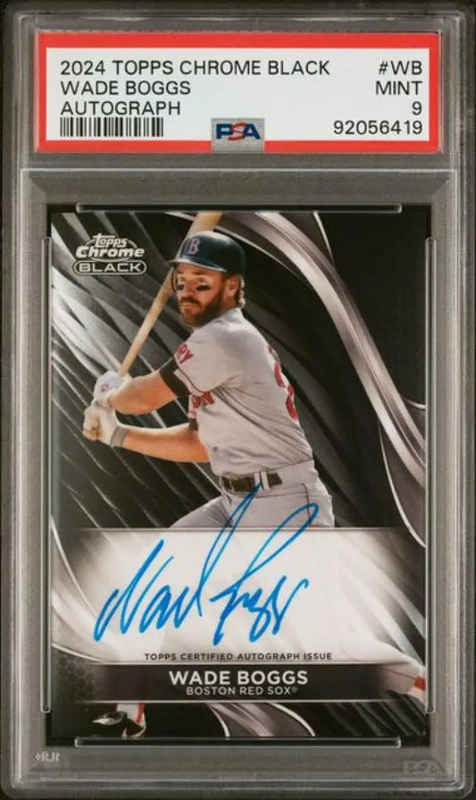 PSA-graded 2024 Topps Chrome Black Wade Boggs Auto Boston Red Sox Baseball Card