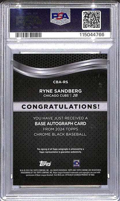 2024 Topps Chrome Black Gold #CBA-RS Ryne Sandberg PSA 9 MINT Auto 21/50 Chicago Cubs