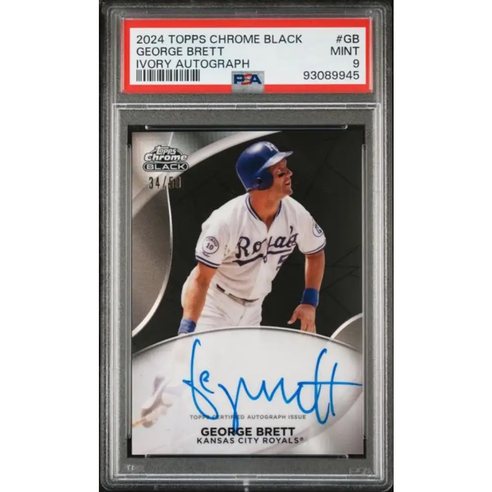 2024 Topps Chrome Black Ivory Refractor #CPA-GB George Brett PSA 9 MINT 34/50 Auto Kansas City Royals Baseball Card