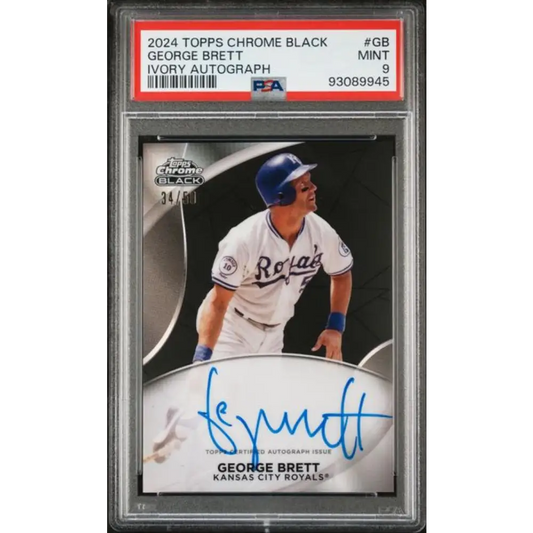 2024 Topps Chrome Black Ivory Refractor #CPA-GB George Brett PSA 9 MINT 34/50 Auto Kansas City Royals Baseball Card