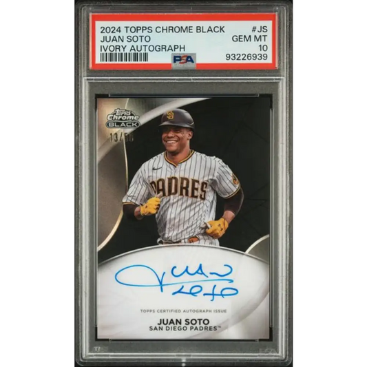 2024 Topps Chrome Black Ivory Refractor #CPA-JS Juan Soto PSA 10 GEM MINT Auto 13/50 San Diego Padres Baseball Card