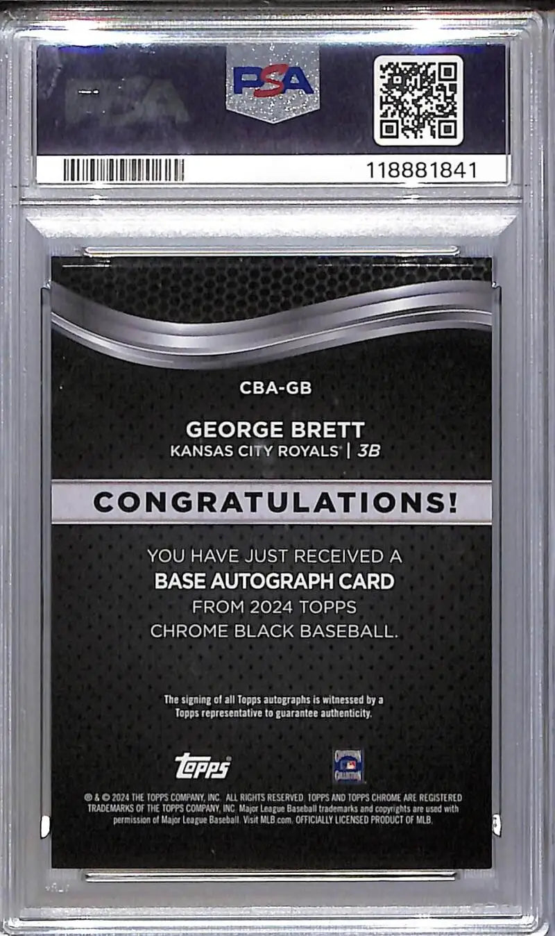 Graded George Brett 2024 Topps Chrome Black Orange autograph card PSA 9 MINT