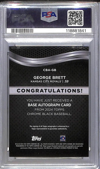 Graded George Brett 2024 Topps Chrome Black Orange autograph card PSA 9 MINT