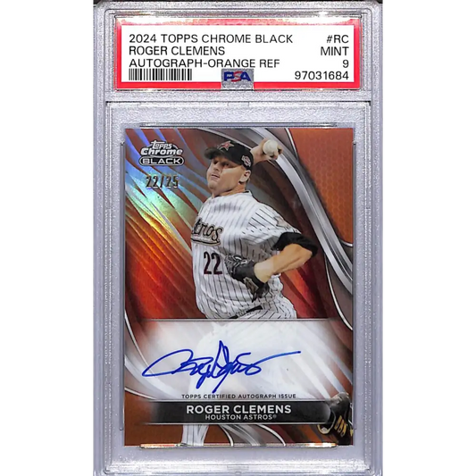 2024 Topps Chrome Black Orange #CBA-RC Roger Clemens PSA 9 MINT Auto 22/25 Houston Astros