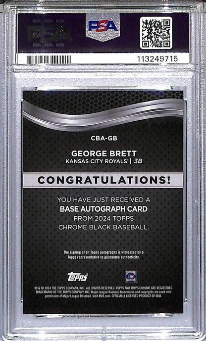Graded George Brett baseball card from 2024 Topps Chrome Black Red series in PSA 9 MINT