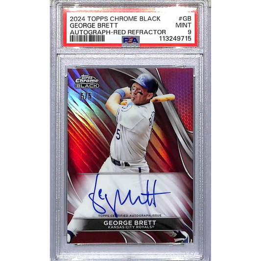 2024 Topps Chrome Black Red #CBA-GB George Brett PSA 9 MINT Auto 5/5 Kansas City Royals