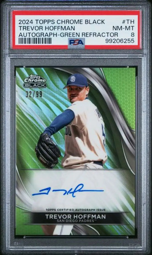 Graded Trevor Hoffman autographed baseball card from 2024 Topps Chrome Black Refractor
