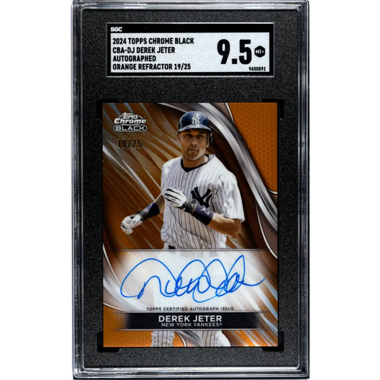 2024 Topps Chrome Black Refractor Orange #CBA-DJ Derek Jeter SGC 9.5 MINT+ Auto 19/25 New York Yankees Baseball Card