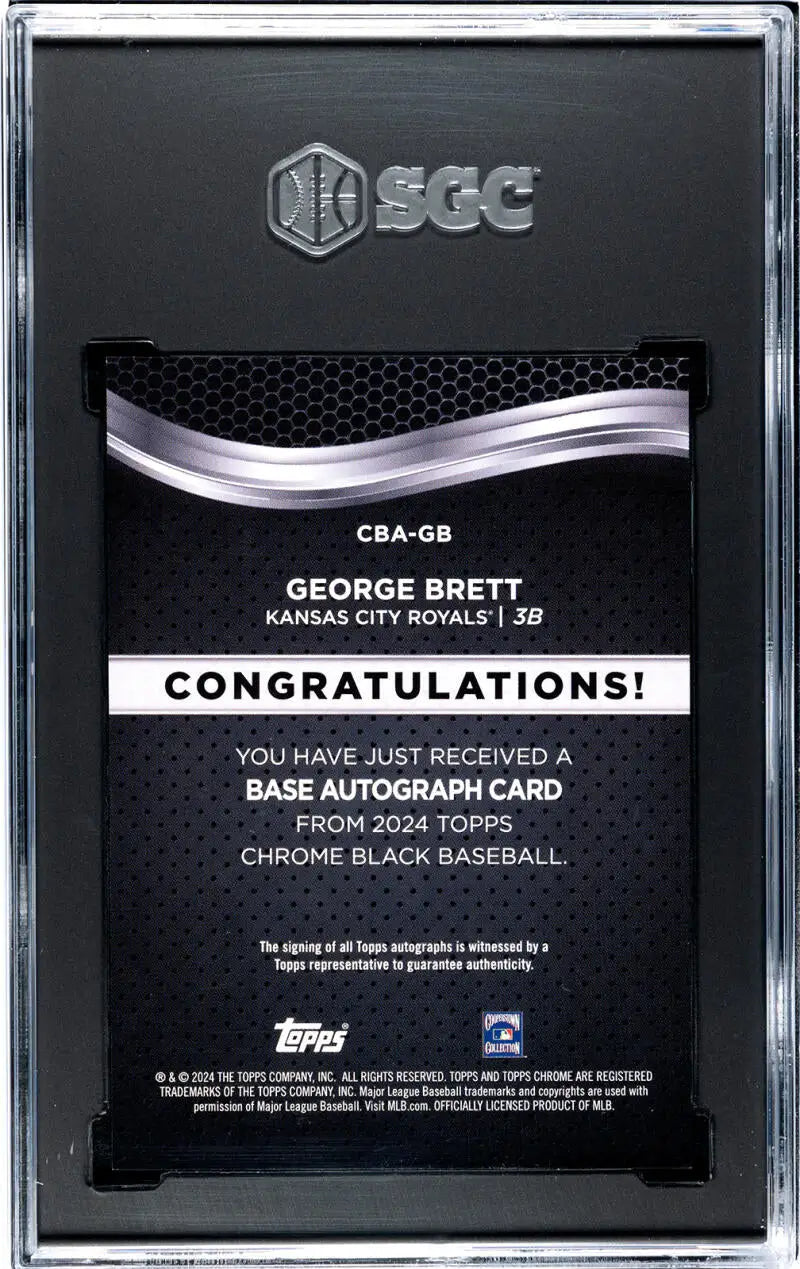 Redemption card for George Brett autograph from 2024 Topps Chrome Black Refractor
