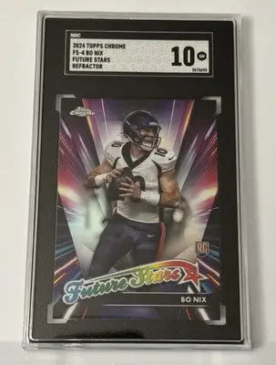 2024 Topps Chrome BO NIX Future Stars Refractor football card with perfect 10 grade