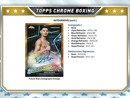 Topps Chrome Boxing autographed Diego Pacheco trading card from 2024 Chrome Boxing Hobby