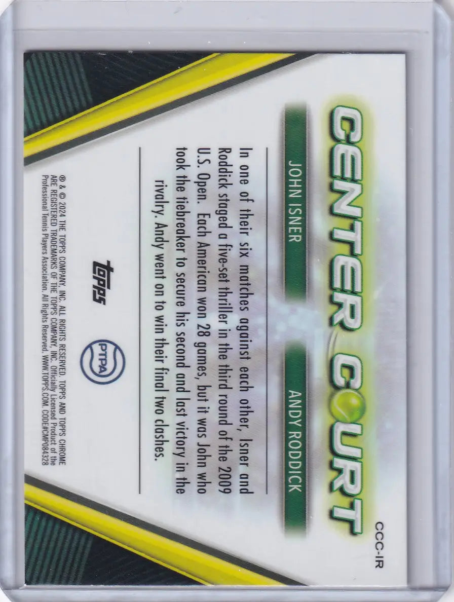 Trading card featuring green and yellow design with Center Cut text, Topps Chrome Center Court