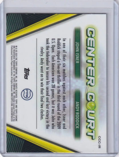Trading card featuring green and yellow design with Center Cut text, Topps Chrome Center Court