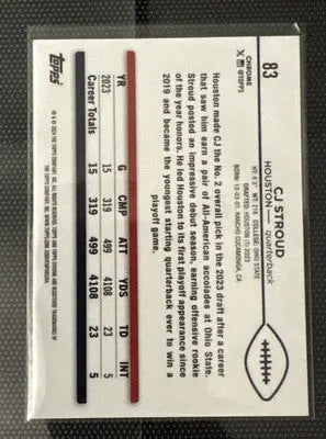 Football trading card 2024 Topps Chrome CJ Stroud Refractor X-Fractor Texans