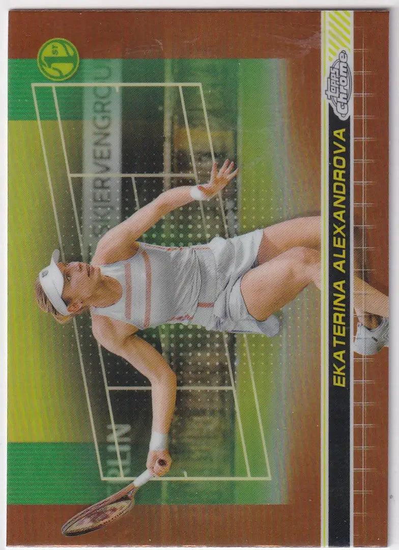 Tennis player stretching for a shot on a Topps Chrome Clay Court card