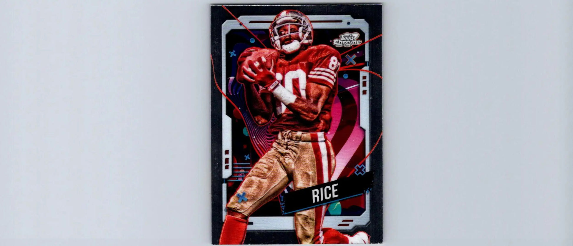 Jerry Rice trading card from 2024 Topps Chrome Cosmic featuring him catching a ball
