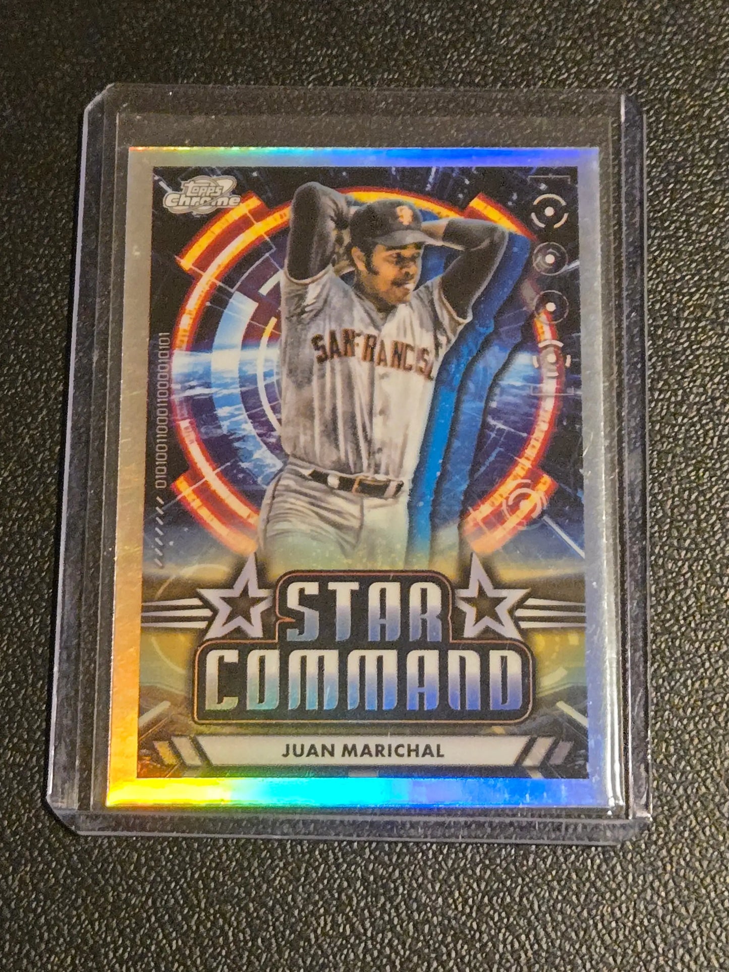Juan Marichal baseball trading card from 2024 Topps Chrome Cosmic Juan Marichal Star Command