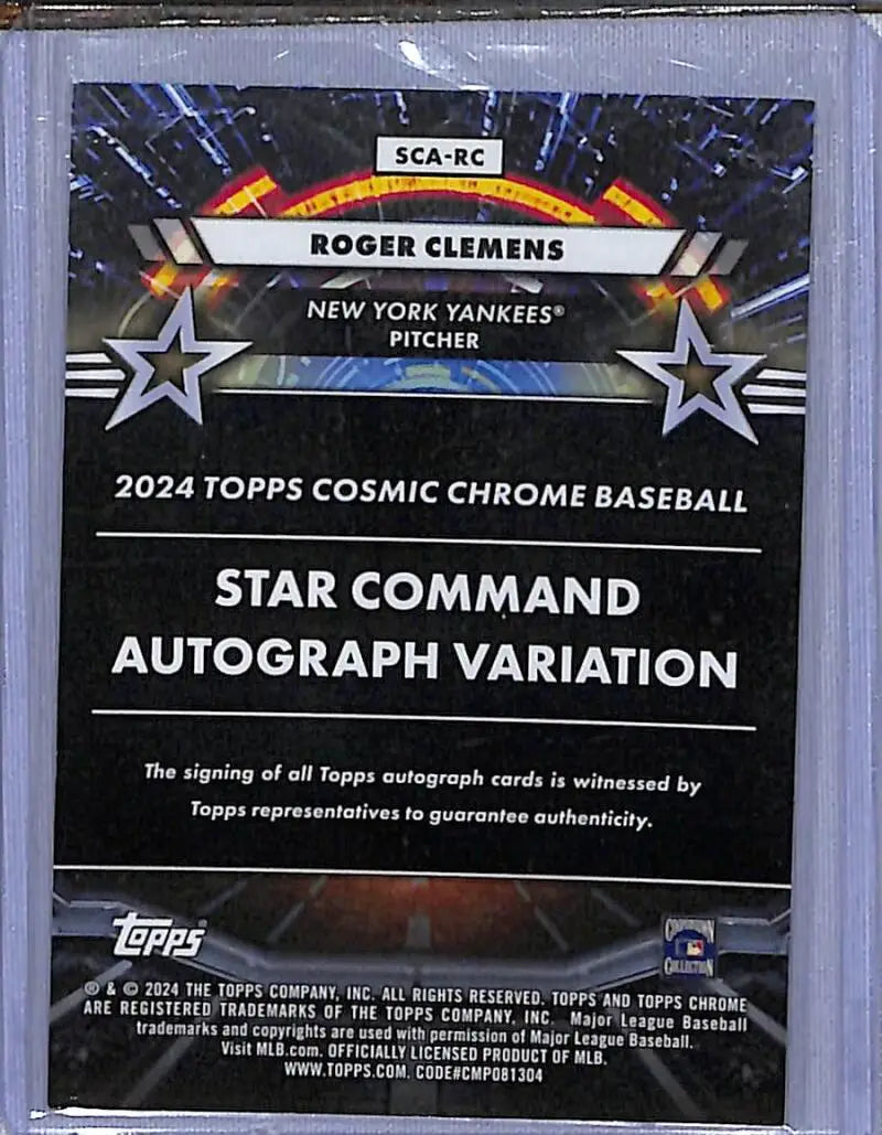 Roger Clemens 2024 Topps Chrome Cosmic Star Command Refractor baseball card