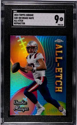 2024 Topps Chrome Drake Maye All Etch Refractor Rookie Football Card SGC 9