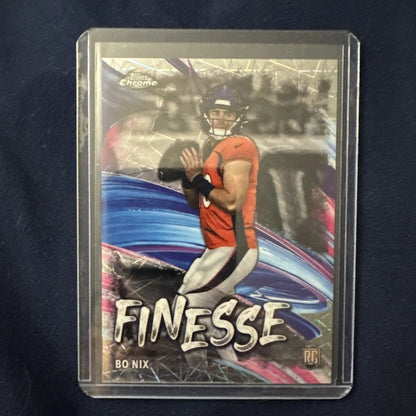 2024 Topps Chrome #F-4 Bo Nix Rookie RC LAZER REFRACTOR Finesse Insert Broncos