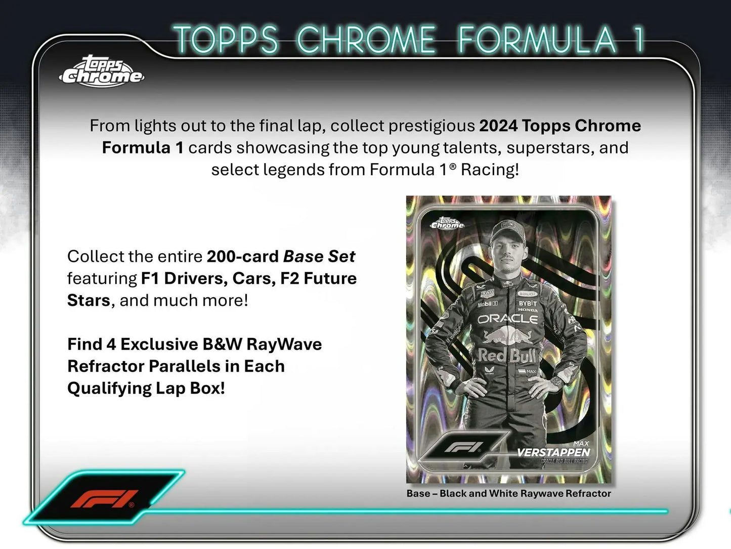 2024 Topps Chrome F1 qualifying lap refractor parallel trading card from Hobby Box