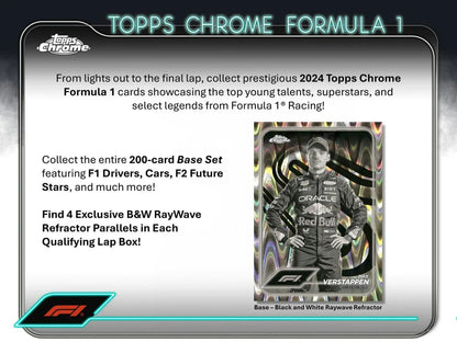 2024 Topps Chrome F1 qualifying lap refractor parallel trading card from Hobby Box