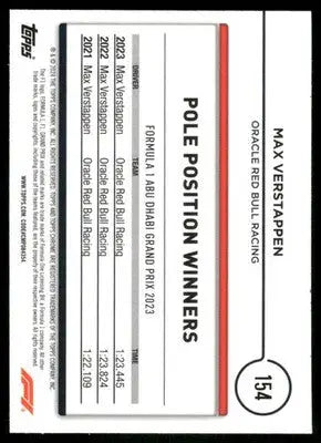 2024 Topps Chrome F1 Max Verstappen #154 Racing - Trading Card