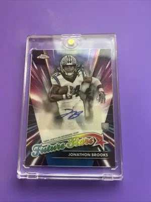 Topps Chrome Football Jonathon Brooks Future Stars Auto trading card in protective holder