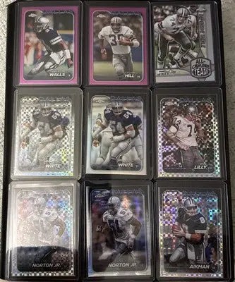 Binder with Topps Chrome Football refractors and football refractor lot of trading cards