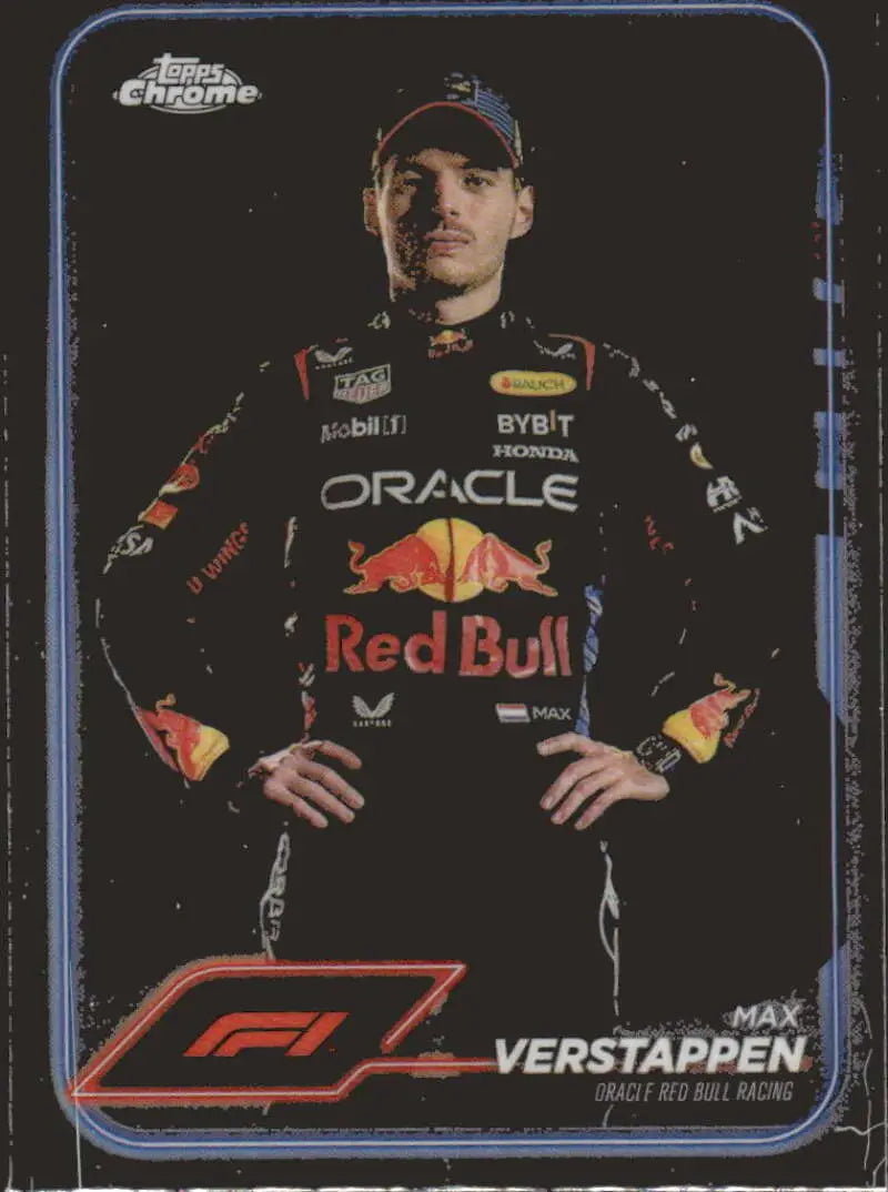 Max Verstappen trading card from 2024 Topps Chrome Red Bull Racing Oracle Red Bull