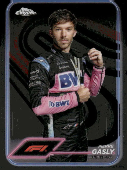 Pierre Gasly Topps Chrome Formula 1 trading card from the 2024 BWT Alpine F1 Team series