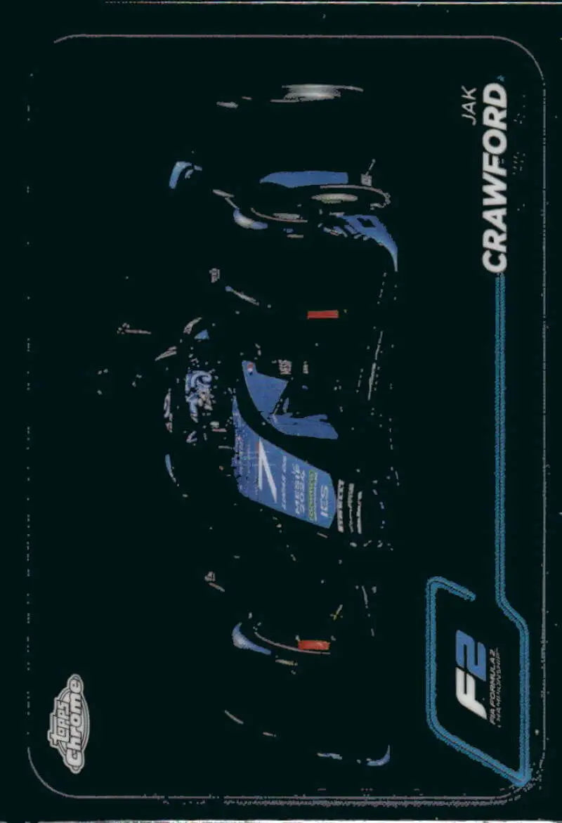 Formula 2 racing card of Jak Crawford from Topps Chrome, featuring DAMS Lucas Oil Racing
