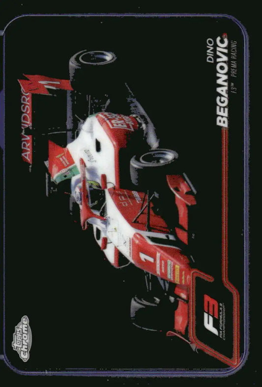 2024 Topps Chrome Formula 1 Dino Beganovic racing card featuring Formula 3 racing card style