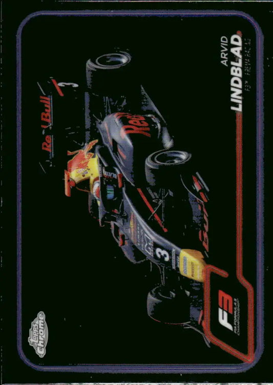 Formula 3 race car featuring Arvid Lindblad from Prema Racing on Topps Chrome Formula card