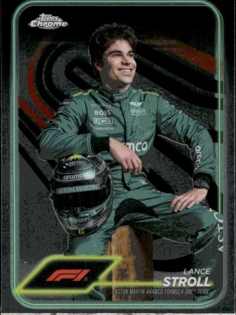 Lance Stroll Topps Chrome Formula 1 trading card from 2024 Topps Chrome F1 series