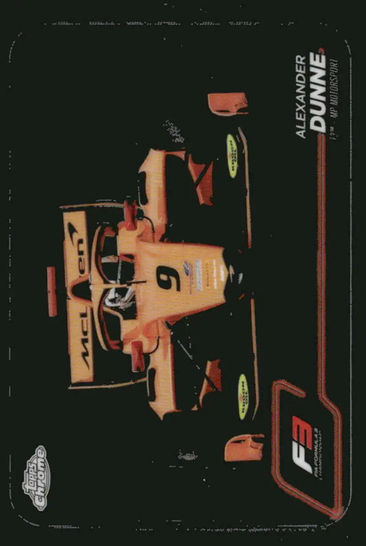 2024 Topps Chrome Formula 1 Alexander Dunne F3 racing card featuring a Formula 3 race car