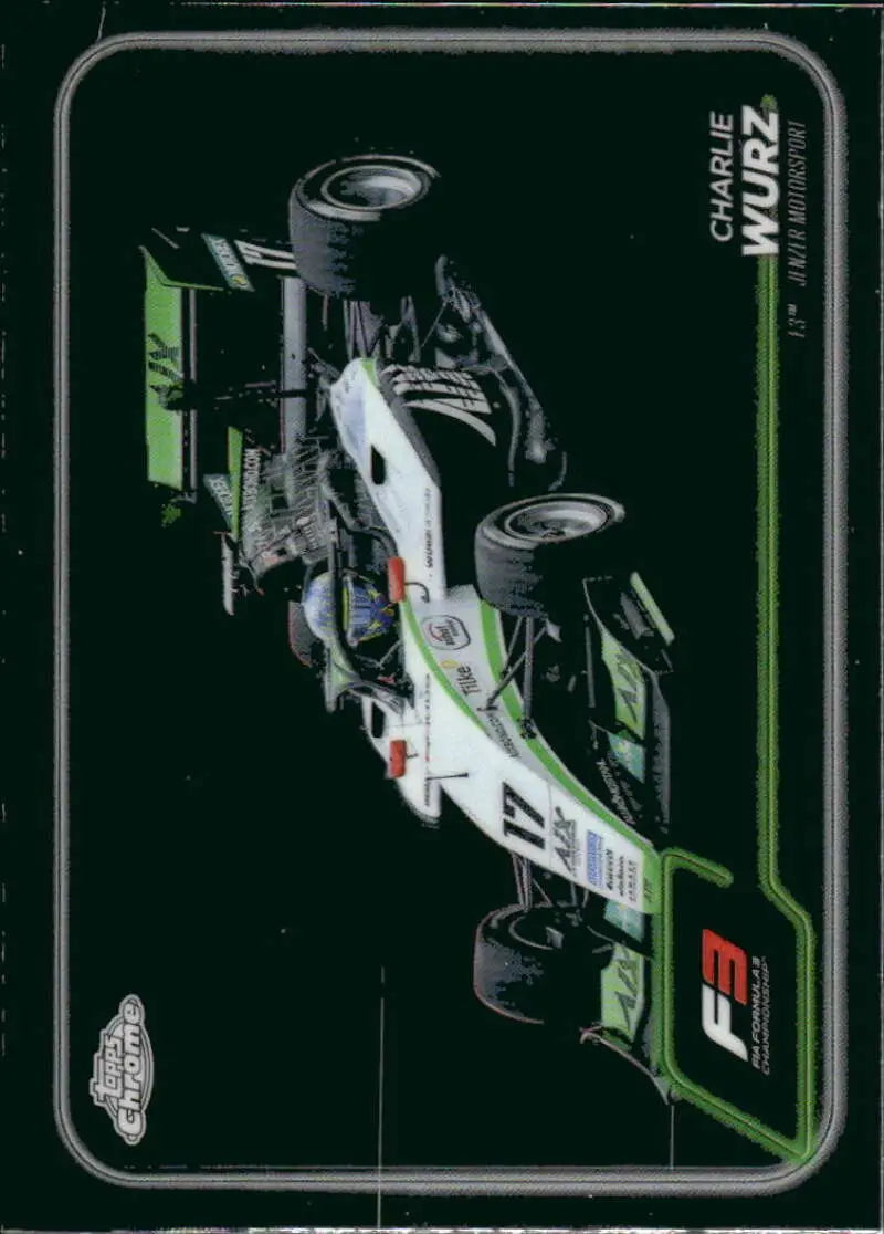 Formula 3 race car on 2024 Topps Chrome Formula 1 #130 Charlie Wurz Racing Card