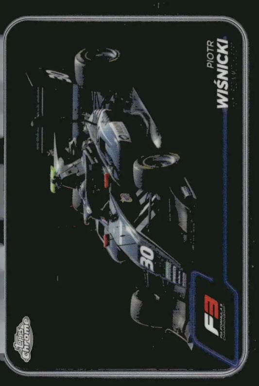 Piotr Wisnicki Topps Chrome Formula racing car card featuring a Formula 3 race car