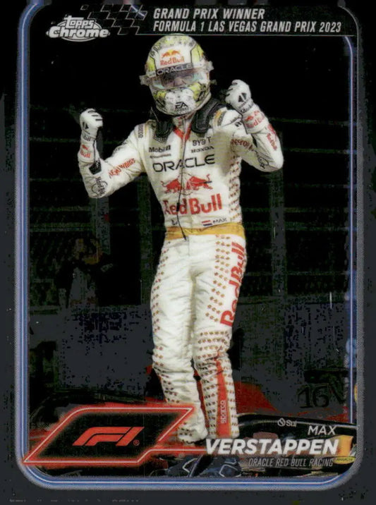 2024 Topps Chrome Formula 1 Max Verstappen trading card featuring Oracle Red Bull Racing