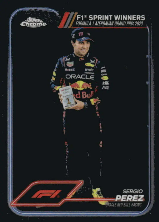 Sergio Perez F1 trading card from 2024 Topps Chrome Oracle Red Bull Racing series
