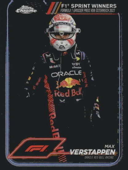 Max Verstappen F1 trading card from 2024 Topps Chrome Oracle Red Bull Racing