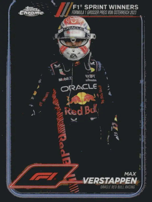Max Verstappen F1 trading card from 2024 Topps Chrome Oracle Red Bull Racing